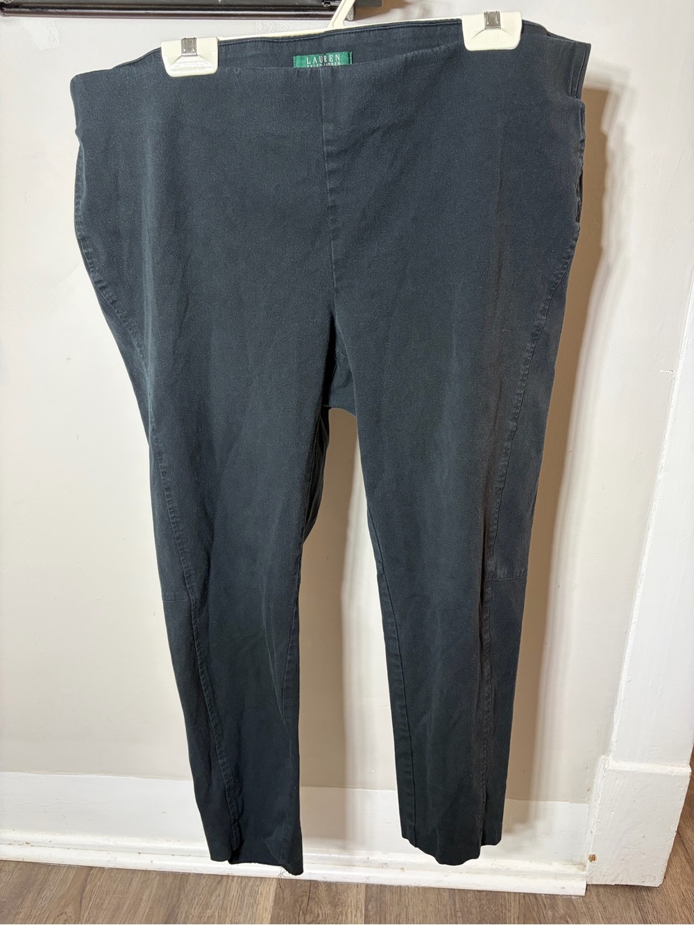 Lauren Ralph Lauren 20W Black‎ Slim Leg Stretch Pants Plus Size